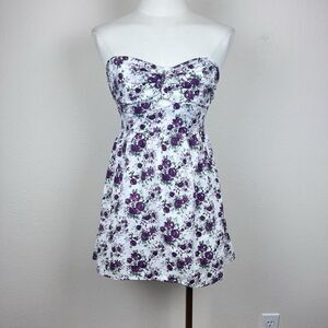 Vintage Angie Shirt Womens Small Y2K Tube Top Strapless Floral Babydoll Floral